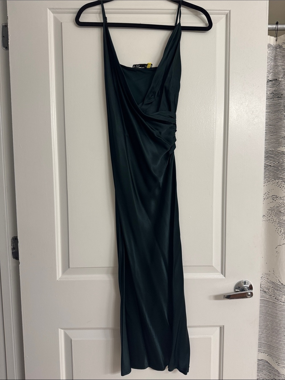 Zara Emerald Green Satin Maxi Slip Dress - Picture 2 of 8